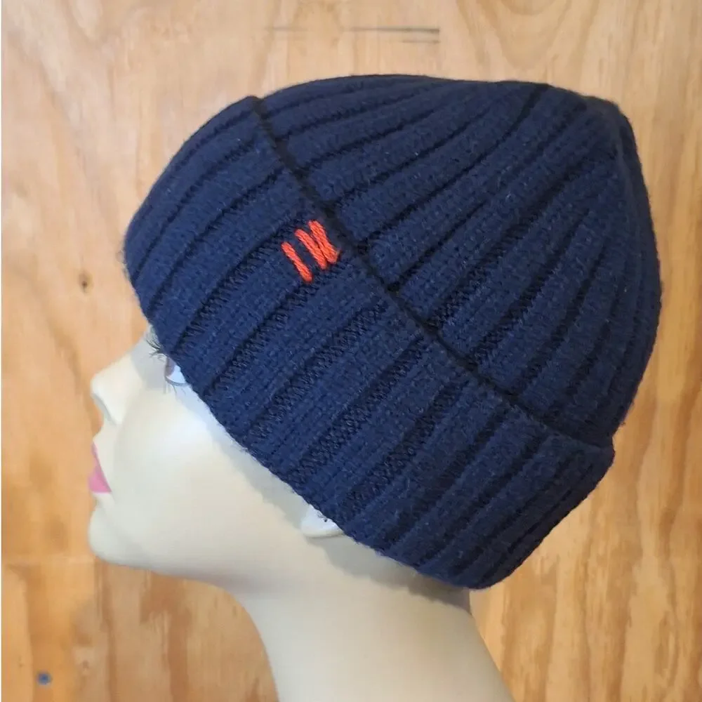 Urban Outfitters Beanie UNISEX OS Navy Chunky Ribbed Cuffed Outdoor Cozycore - Picture 2 of 8